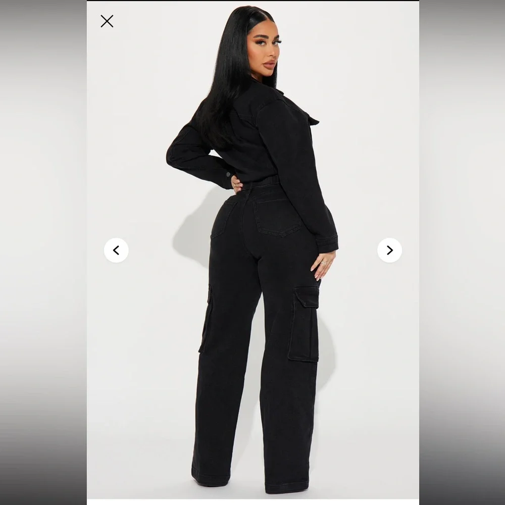 Stylish Black Cargo Jumpsuit - Picture 3 of 5